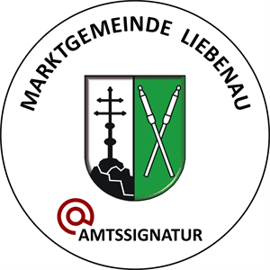Bildmarke für die Amtssignatur der Marktgemeinde Liebenau (färbiges Wappen)