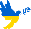 Friedenstaube in der Farben der Ukraine (gelb-blau)