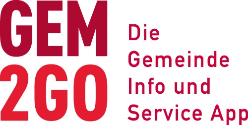 Gem2Go-Logo mit Text: Die Gemeinde Info und Service App