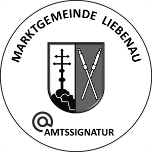 Bildmarke für die Amtssignatur der Marktgemeinde Liebenau (Wappen schwarz-weiß)